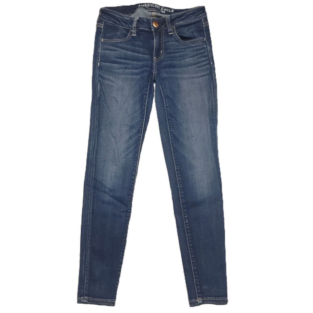 American Eagle Super Low Jegging Womens 2 Short Stretch Blue Denim Pants